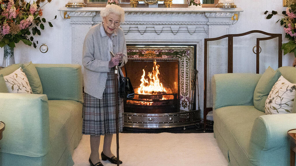 Queen Elizabeth II waits in the Drawing Room before receiving Liz Truss for an audience at Balmoral, in Scotland, Tuesday
