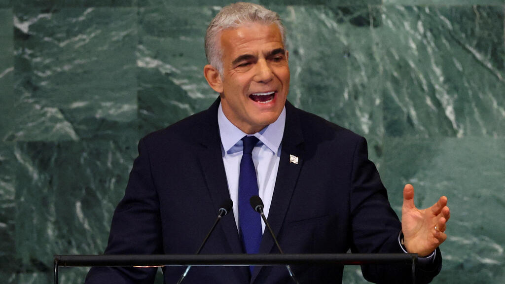 קמפיין בחירות לראשונה כראש ממשלה. לפיד (צילום: רויטרס) ראש הממשלה יאיר לפיד נאום בעצרת הכללית של האו"ם