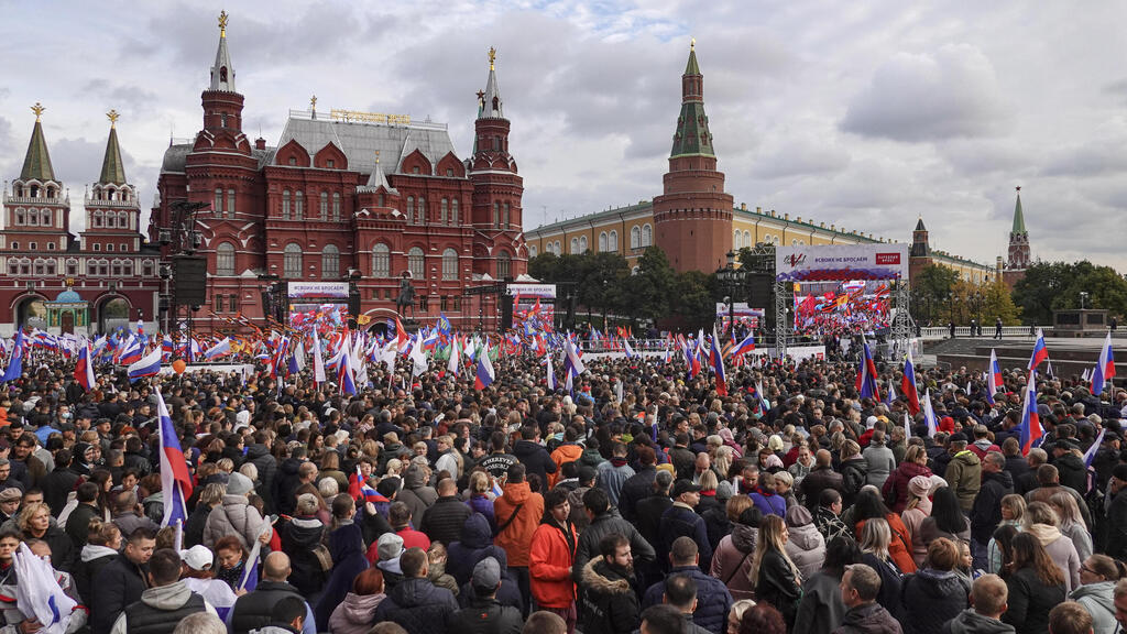 מוסקבה רוסיה, הפגנת תמיכה בצירוף חבל דונבאס אוקראינה לפדרציה הרוסית