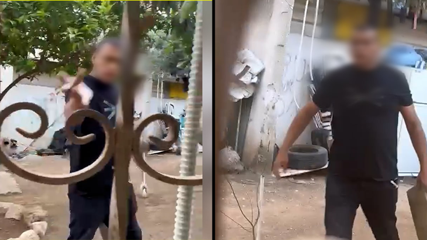 תיעוד מלפני הרצח: החשוד זורק אבנים לעבר משפחת אבו סיאם תיעוד: התקיפה של משפחת רבאב אבו סיאם
