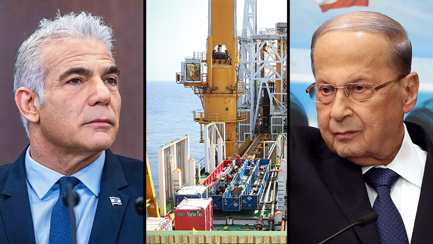 Yair Lapid, Karish gas rig, Michel Aoun 