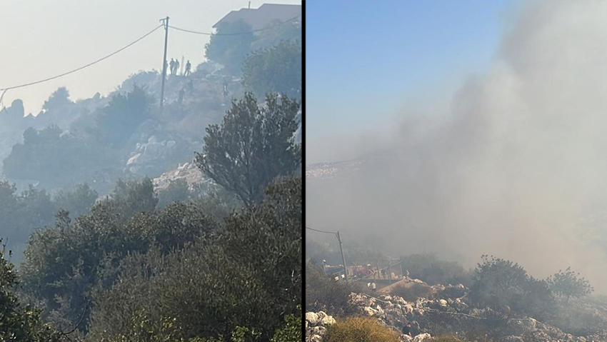 עשן כבד בצורית (צילום: דוברות מחוז צפון משטרת ישראל) שריפת החורש באיזור צורית