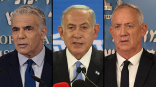 יאיר לפיד, בני גנץ, ובנימין נתניהו 