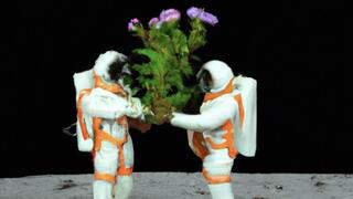 Plants growing on the moon 