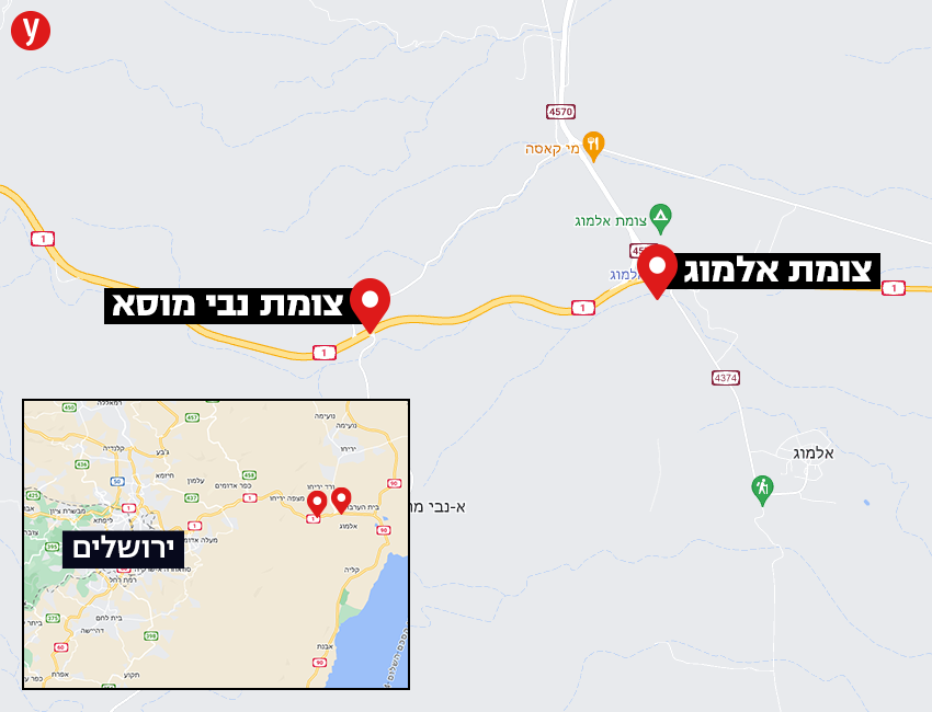 מפת הפיגוע מצומת אלמוג לצומת נבי מוסא
