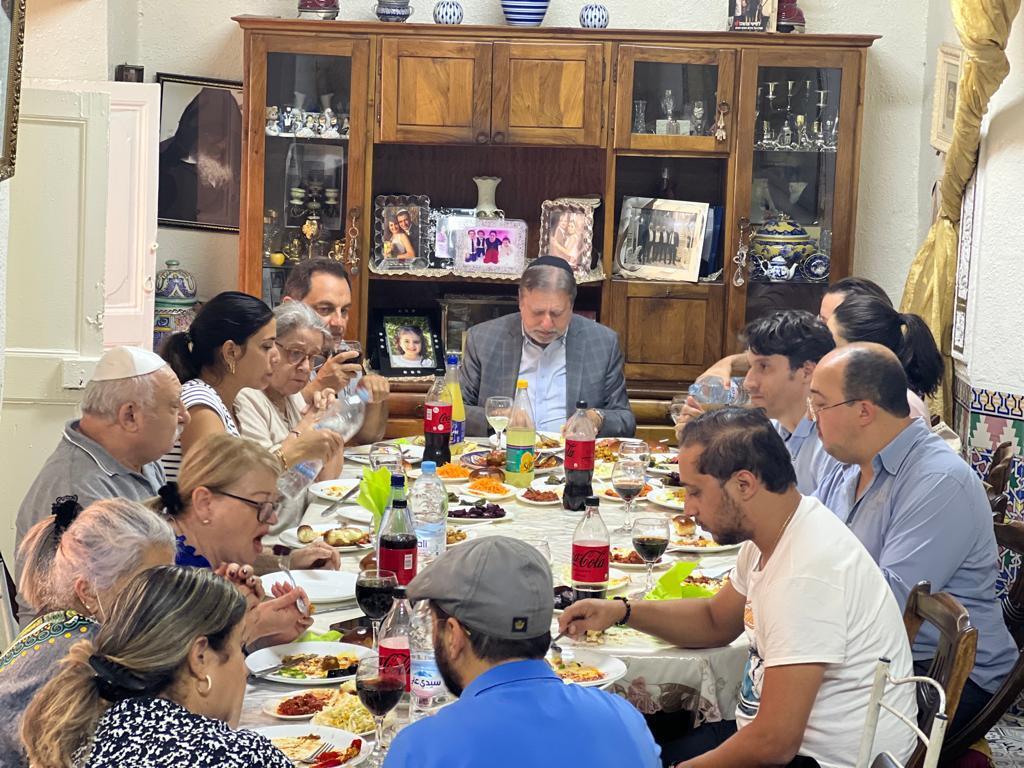 Bahrainis, Egyptians, Emiratis, Moroccans, and Israelis around the same table for kosher lunch in the mellah of Marrakesh, Morocco 