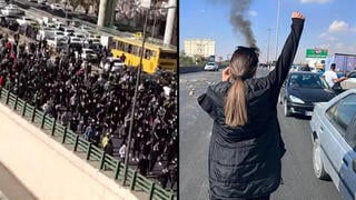 מפגינים הפגנה ב כראג' איראן מחאת חיג'אב 