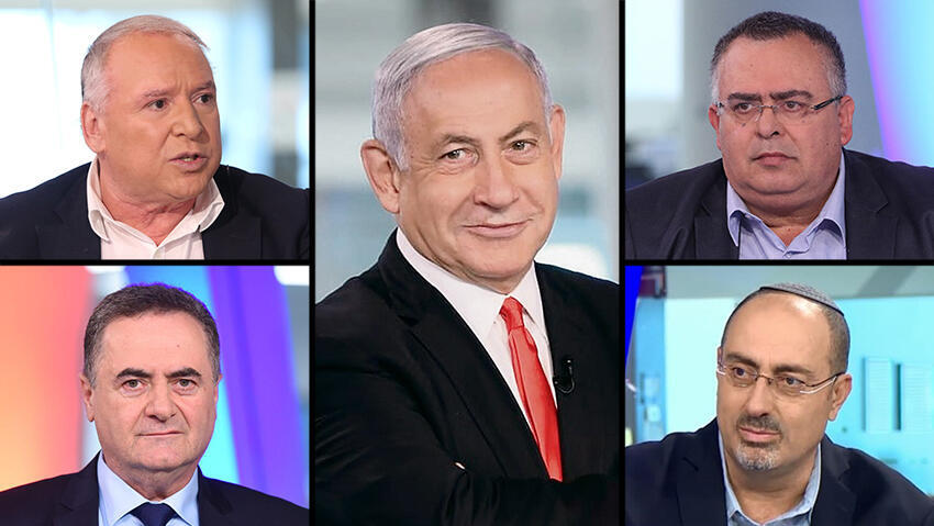  Benjamin Netanyahu (center) with Likud allies 