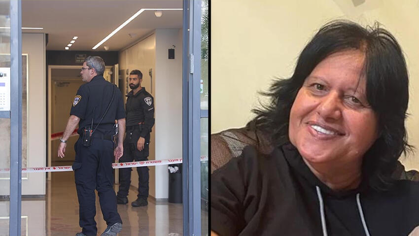 יעל בן אברהם וזירת הרצח (צילום: יריב כץ) יעל בן אברהם