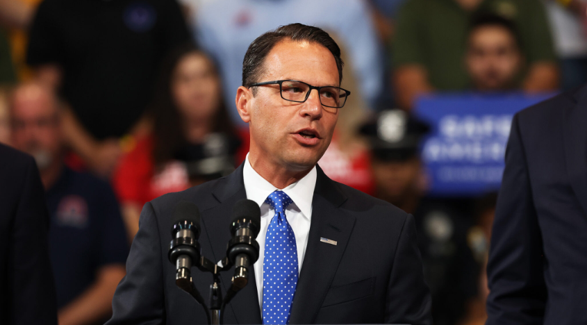 Pennsylvania Attorney General Josh Shapiro speaks before President Joe Biden takes the stage to speak at the Marts Center in Wilkes-Barre, Pennsylvania, Aug. 30, 2022 (Photo: Michael M. Santiago/Getty Images via JTA) Pennsylvania Attorney General Josh Shapiro speaks before President Joe Biden takes the stage to speak at the Marts Center in Wilkes-Barre, Pennsylvania, Aug. 30, 2022