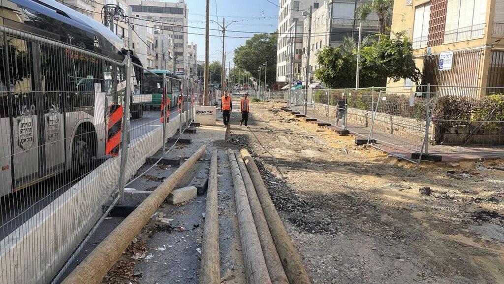 צילום: מאיר תורג'מן עבודות הרכבת הקלה ברחוב סוקולוב חולון