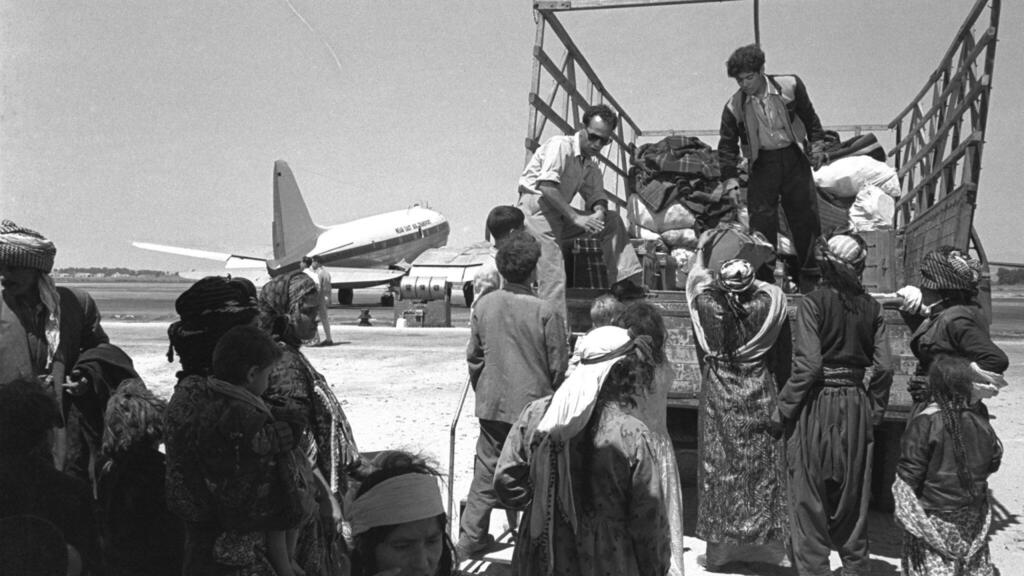 Jewish immigrants from Iraq at Lod Airport near Tel Aviv, 1951