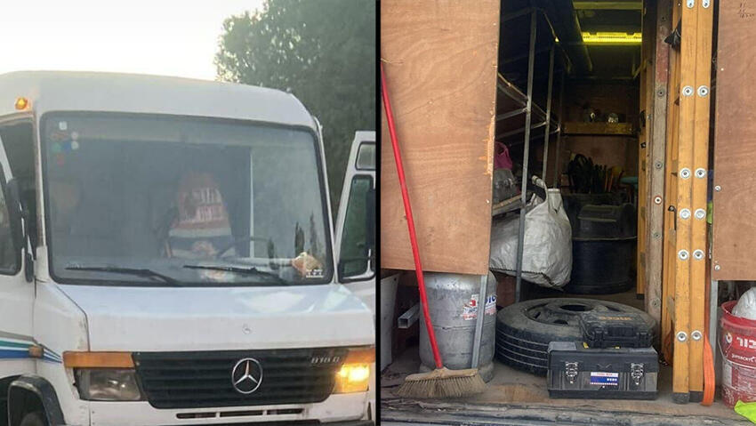 המשאית ותא המטען שבו נתפסו השב"חים בנובמבר האחרון (צילום: דוברות המשטרה) המשאית ותא המטען שבו נתפסו השב"חים בנובמבר האחרון