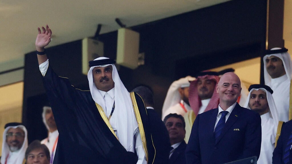 The Emir of Qatar during the opening ceremony of the soccer World Cup games (Photo: Reuters) טקס הפתיחה של מונדיאל 2022