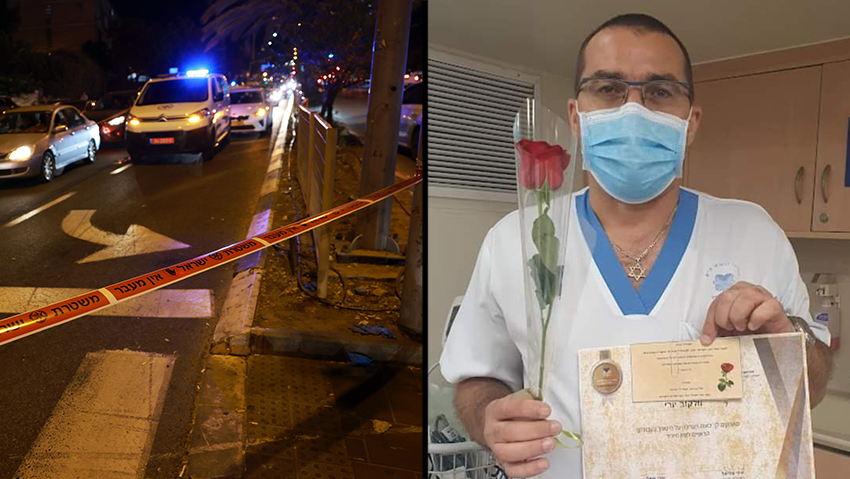 המנוח, יורי וולקוב, וזירת הרצח בחולון (צילום: טל שחר, מתוך פייסבוק) המנוח, יורי וולקוב, וזירת הרצח בחולון