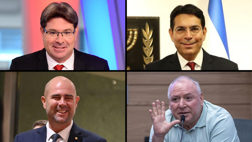 דני דנון (מימין למעלה), אופיר אקוניס, דוד אמסלם (מימין למטה) ואמיר אוחנה. מארבעה ייצא אחד? (צילום: עמית שאבי, קובי קואנקס, אלכס קולומויסקי, יאיר שגיא) דוד אמסלם, אופיר אקוניס, דני דנון, אמיר אוחנה