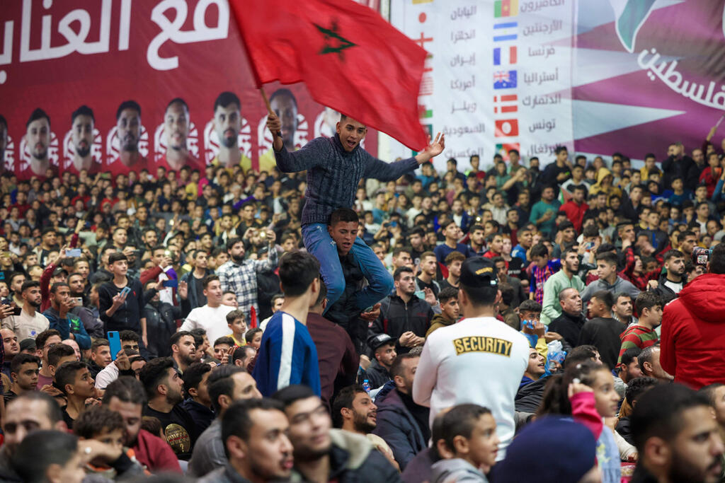 ניצחון מרוקו ב מונדיאל עלייה ל חצי גמר חגיגות ב עזה פלסטינים