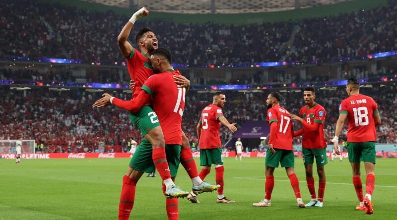 Morocco players celebrating 