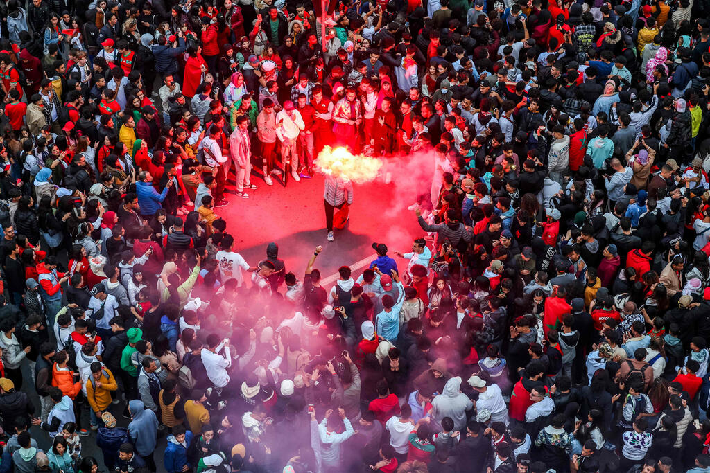 ניצחון מרוקו ב מונדיאל עלייה ל חצי גמר חגיגות ב רבאט
