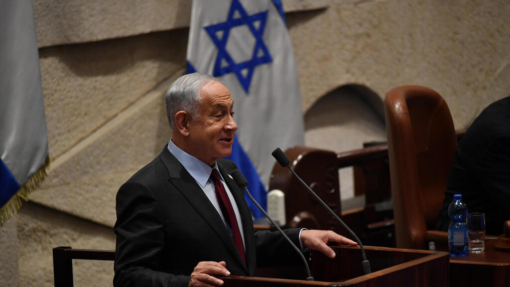 "נבחרנו להוביל בדרך של הימין הלאומי והליברלי וכך נעשה". נתניהו במליאת הכנסת, היום (צילום: יואב דודקביץ') הצבעה על יו''ר הכנסת במליאה