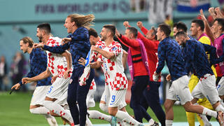 שחקני נבחרת קרואטיה חוגגים את המקום השלישי במונדיאל 2022