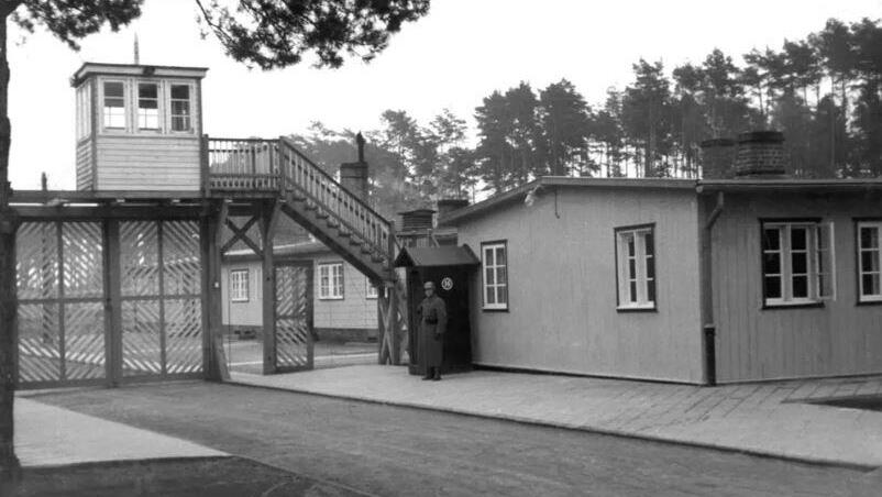 This undated photo from 1941 shows the Gate 3 of the Nazi concentration camp Stutthof in Sztutowo, Poland