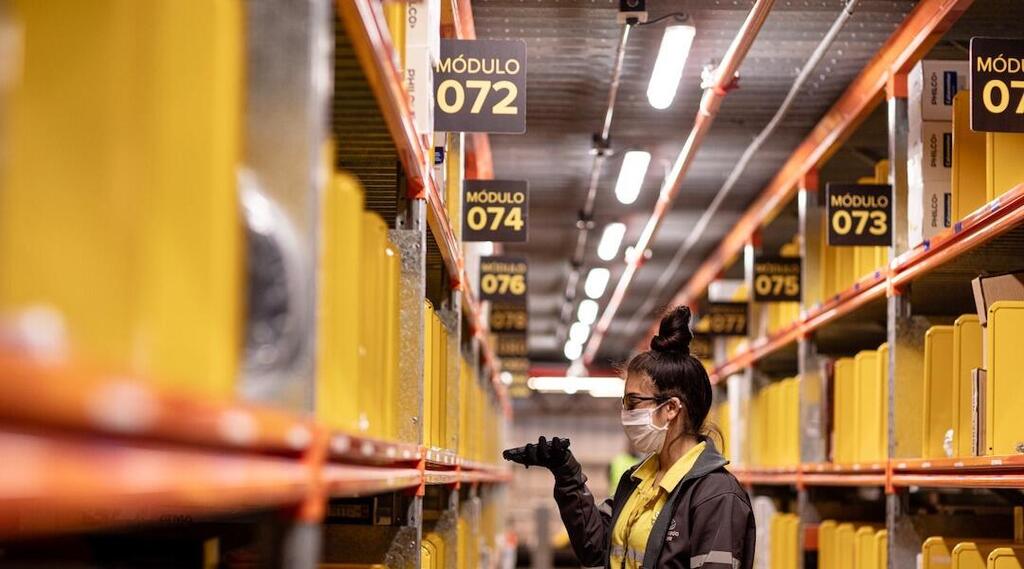 A view inside a Mercado Libre warehouse 