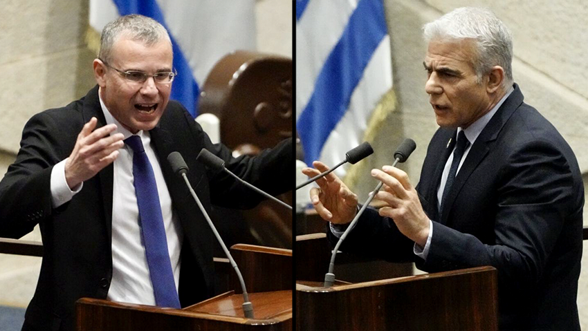 יאיר לפיד ויריב לוין (צילום: שלו שלום) יאיר לפיד ואמיר אוחנה