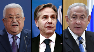 Mahmoud Abbas, Antony Blinken, Benjamin Netanyahu      