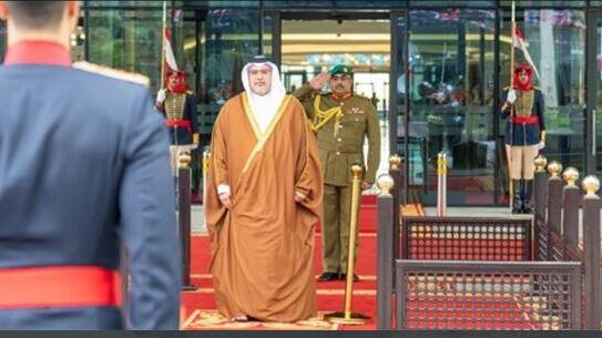 Bahrain Crown Prince Hamad bin Isa Al Khalifa arrives at the KHAMH hospital 