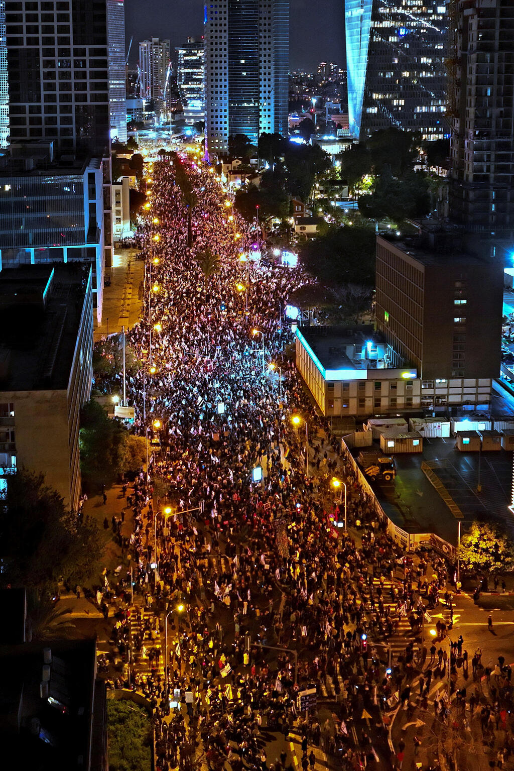 Demonstrators protesting government proposed legislation in Tel Aviv on Saturday 