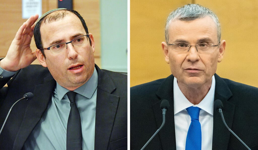 Simcha Rothman and Yariv Levin (Photo: Shalev Shalom, Yoav Dudkevitch) Simcha Rothman and Yariv Levin