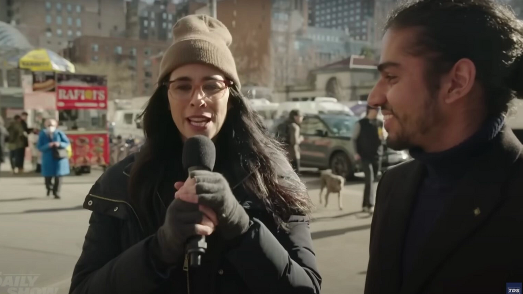 Comedian Sarah Silverman, who stepped in as a guest host of "The Daily Show," took to the streets of New York to find some "pro-Semitism" 