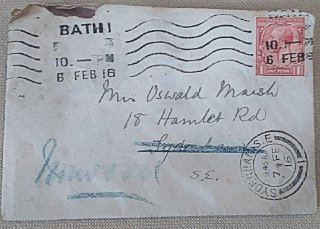 מכתב מ-1916 (צילום: Norwood Society/Twitter) מכתב מ-1916