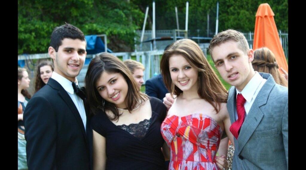 Elan Ganeles, pictured furthest right, at his high school’s unofficial prom in 2013 