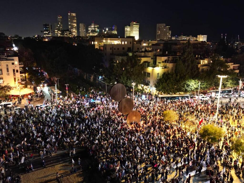 anti-government protesters in Tel Aviv on Thursday 