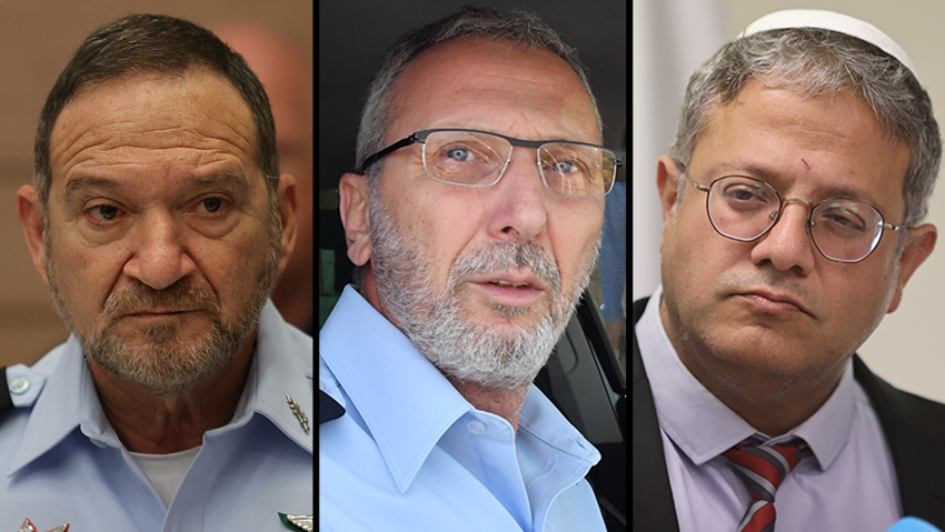 בן גביר, אשד ושבתאי (צילום: נחום סגל, אלכס קולומויסקי) איתמר בן גביר, עמיחי אשד, ויעקב שבתאי