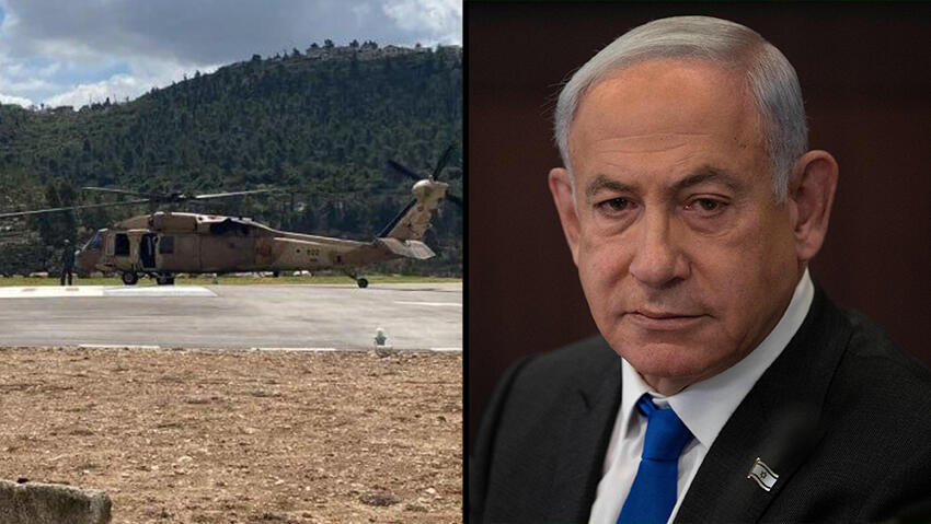 נתניהו והמסוק שהמתין (צילום: רויטרס) נתניהו והמסוק שהמתין