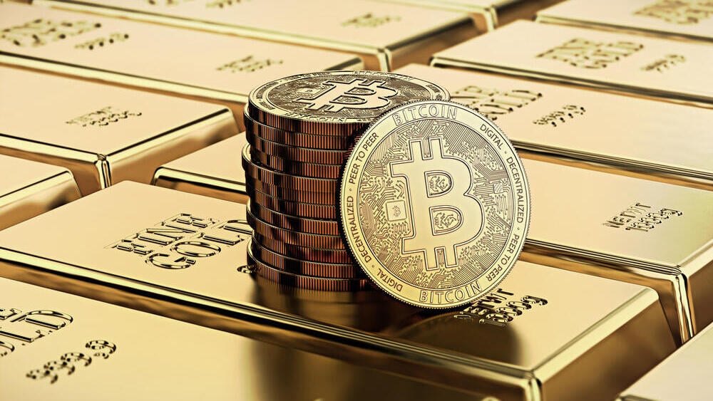 Bitcoin (Photo: Shutterstock) אילוסטרציה של ביטקוין וזהב