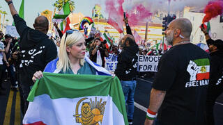Ynet Correspondent Emily Schrader at Rally for Iranian People in Los Angeles