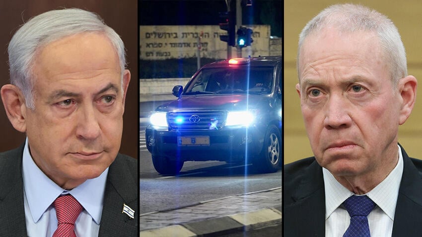 גלנט, רכבו של שר הביטחון בכניסה ללשכת רה"מ ונתניהו (צילום: EPA, שלו שלום) גלנט, רכבו של שר הביטחון בכניסה ללשכת רה"מ ונתניהו
