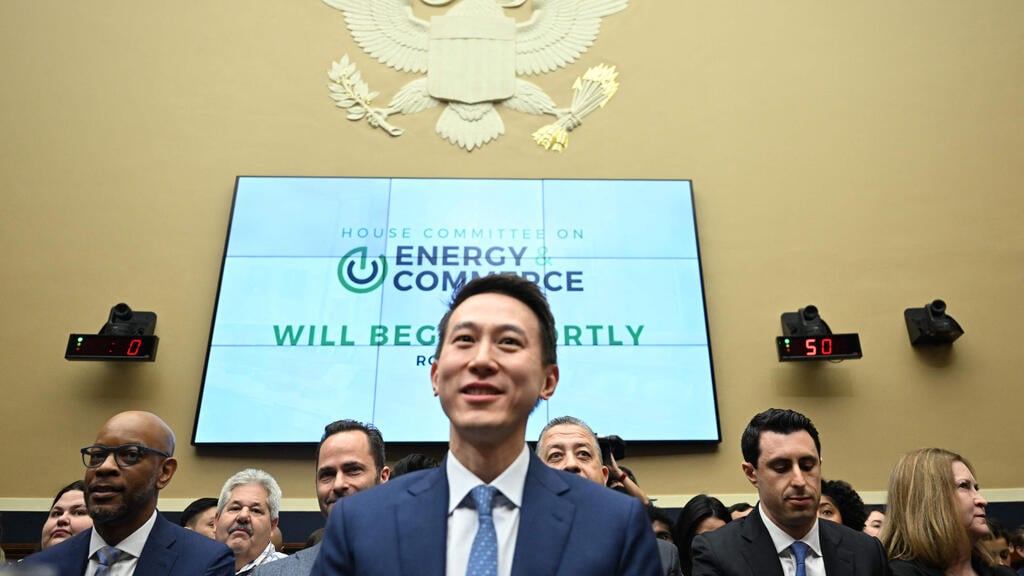 TikTok CEO Shou Zi during his congressional testimony in March (Photo: Jim Watson / AFP) שו זי צ'ו בשימוע בקונגרס