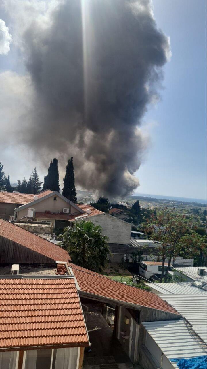 Smoke billowing in Shlomi after rocket attack 