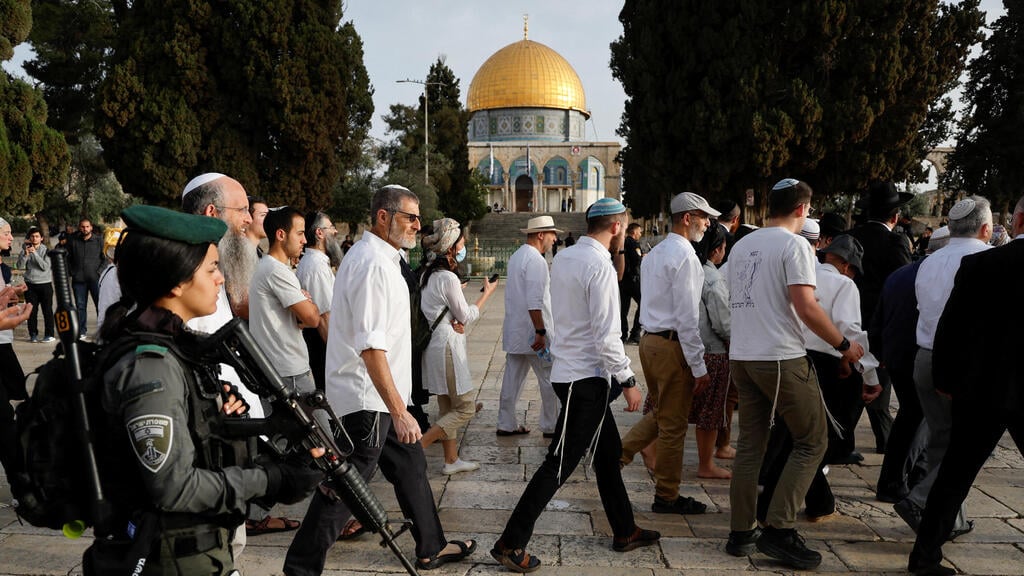 עולים יהודים בהר הבית (צילום: רויטרס) מסגד אל אקצה בהר הבית