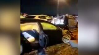  תיעוד מתאונת השרשרת בכביש 1, ליד מחלף ענבה
