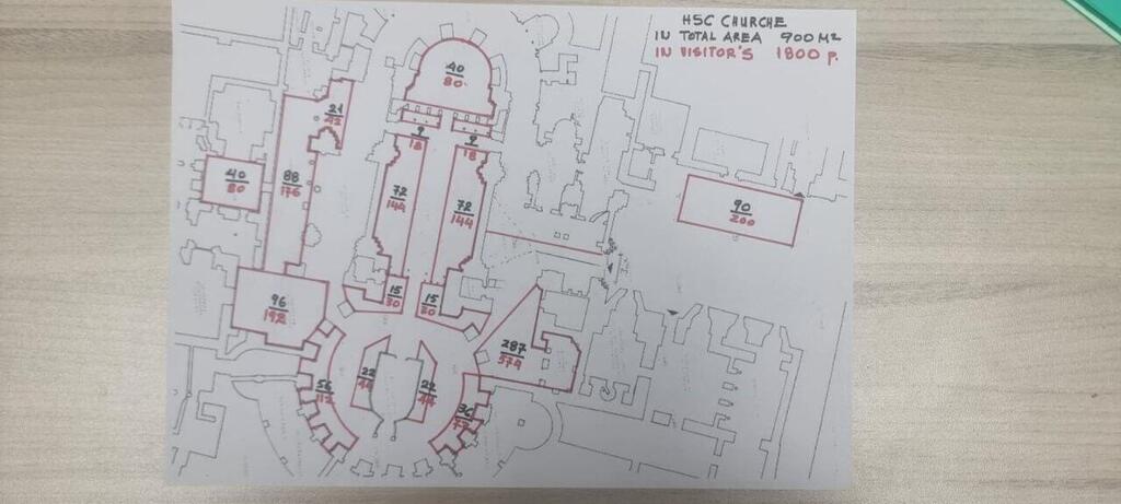 Crowd attendance outline in Church of Holy Sepucher for Holy Fire