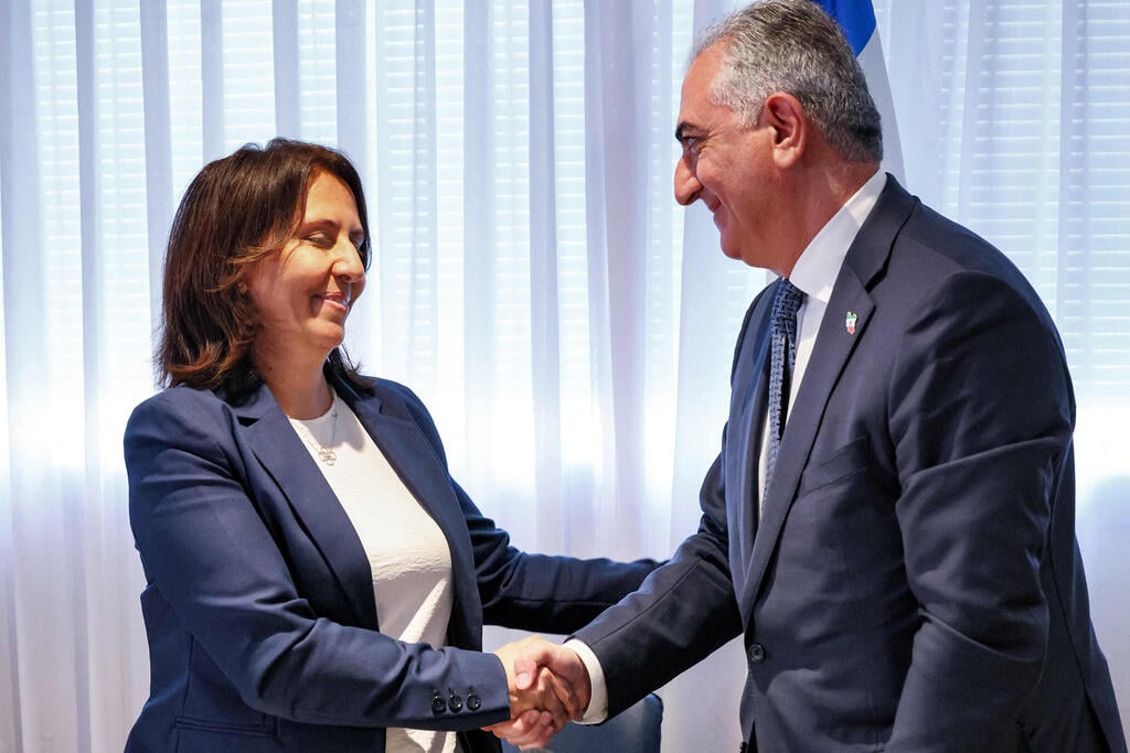 גילה גמליאל בהצהרה לתקשורת עם יורש העצר האיראני רזא פהלווי