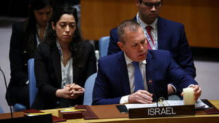 שגריר ישראל באו"ם גלעד ארדן בדיון במועצה של מועצת הביטחון בסוגייה הפלסטינית