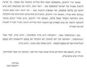 חלק ממכתבו של זאבי (צילום: ארכיון המדינה) המכתב ששלח גנדי לרה"מ שרון ב-2001