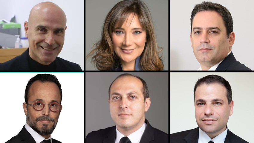 ששת המועמדים לראשות לשכת עורכי הדין (צילום: מוטי קמחי, רמי זרנגר, לשכת עורכי הדין ) מועמדים במרוץ ללשכת עורכי הדין